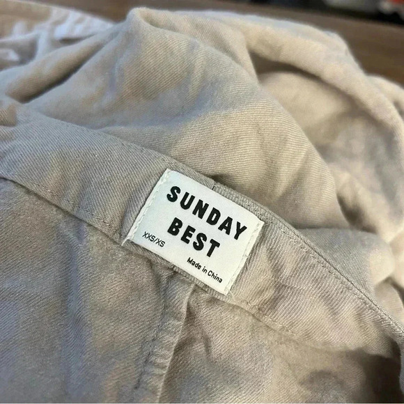 Sunday Best Aritzia taupe tan Aitken short sleeve blouse cardigan XXS-XS - Picture 3 of 8